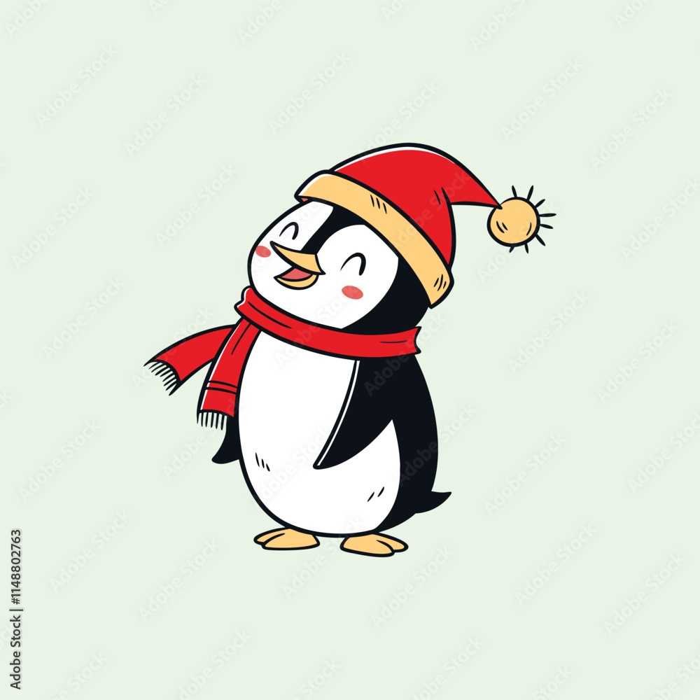 Naklejka premium Merry Christmas Penguin vector illustration pen tools art design