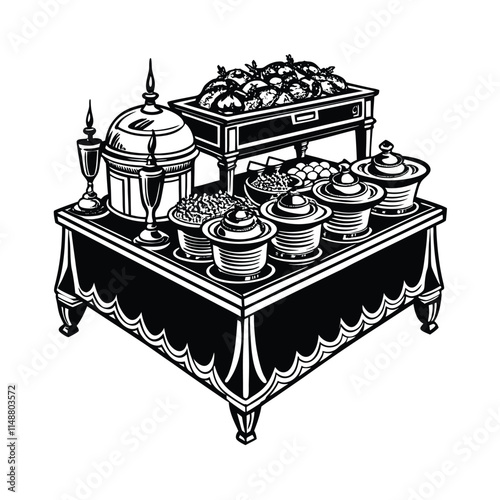 Simple Buffet Server Silhouette Vector Illustration