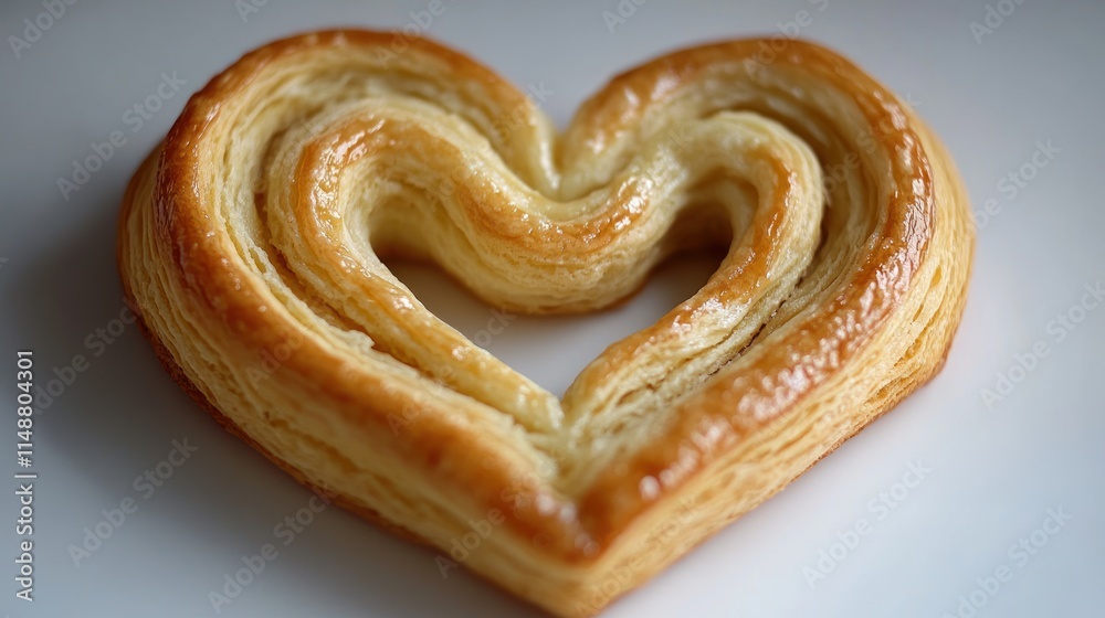 Fototapeta premium Heart-shaped pastry on white background.