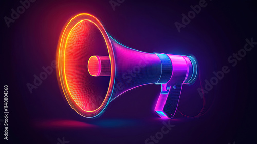 Neon Wireframe Megaphone Illustration