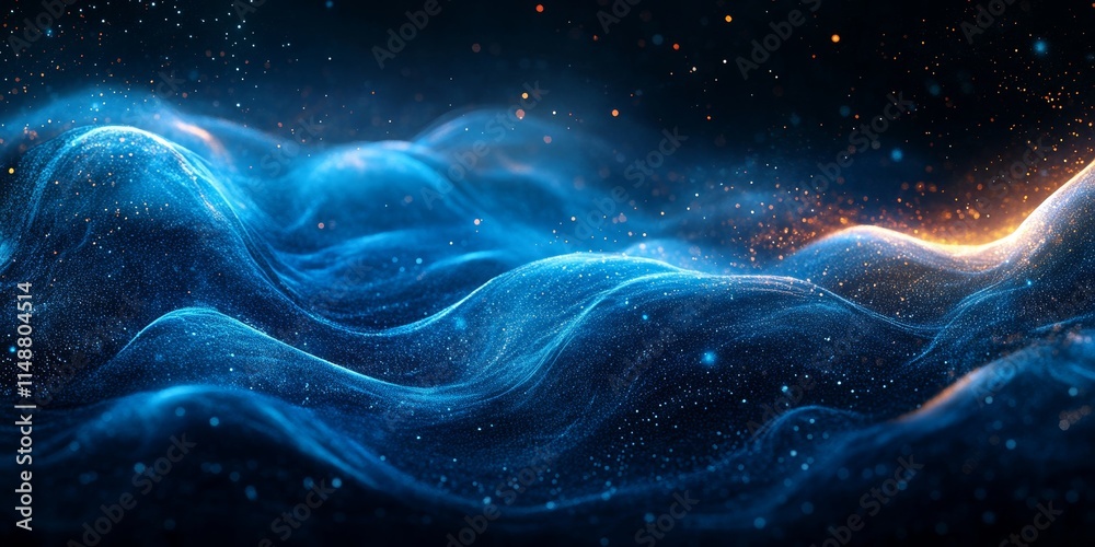 Blue white black grain textured minimal dark webpage header banner design, glowing light abstract wave copy space, Generative AI Blue white black grain textured minimal dark webpage header banner design, glowing light abstract wave copy space, Generative AI