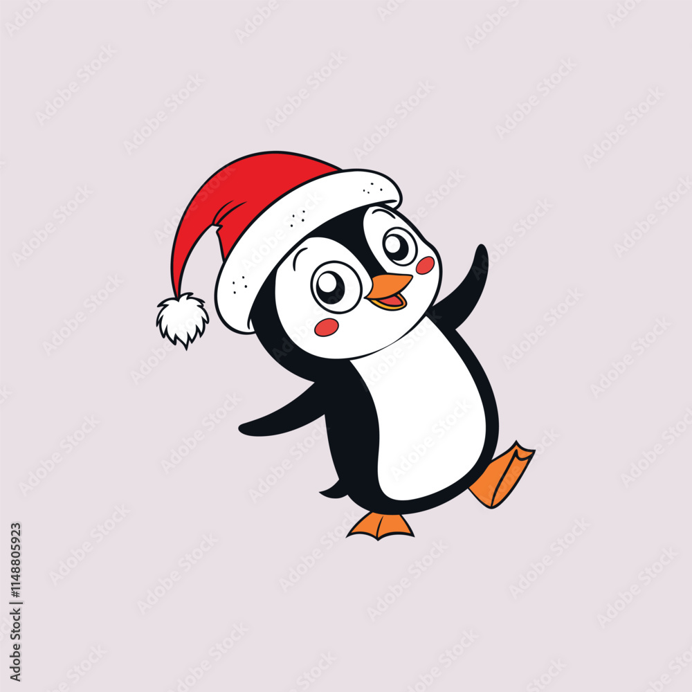 Fototapeta premium Merry Christmas Penguin vector illustration pen tools art design