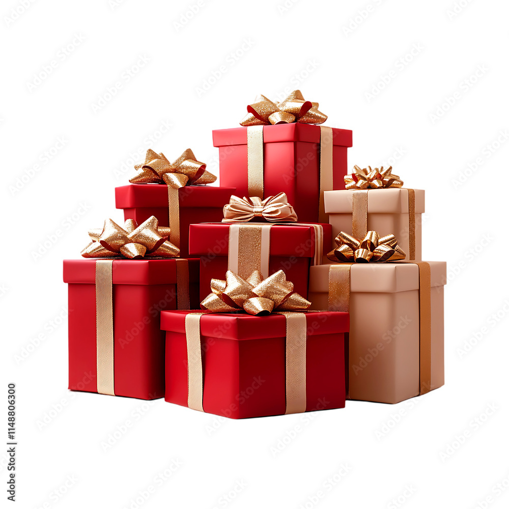 Fototapeta premium Elegant gift box with attractive ribbon for celebration isolated on a transparent background.