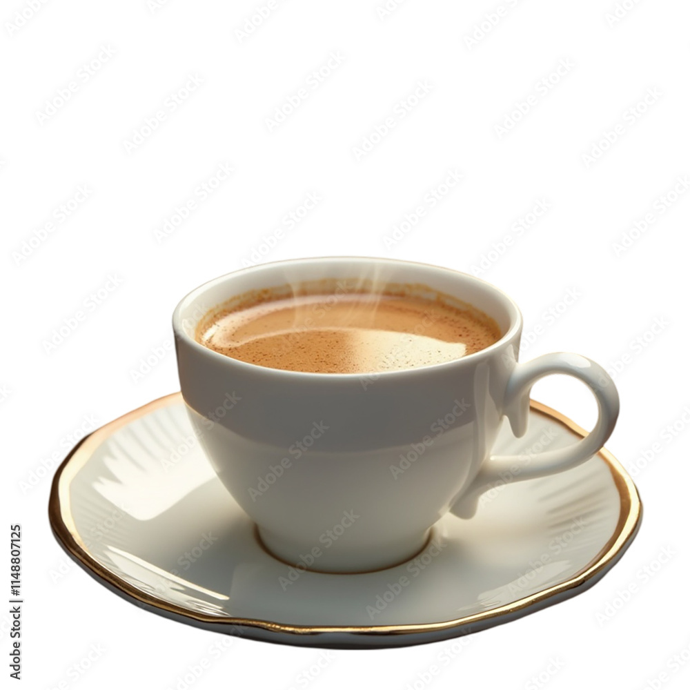 Obraz premium A steaming hot coffee served in an elegant white cup