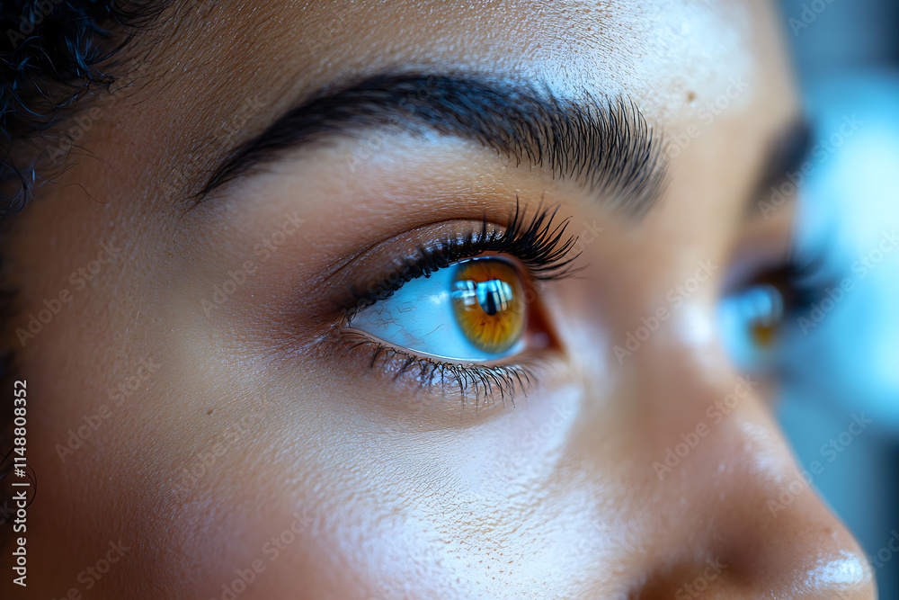 Fototapeta premium An ophthalmologist conducting a vision checkup for a patient in a modern clinic.