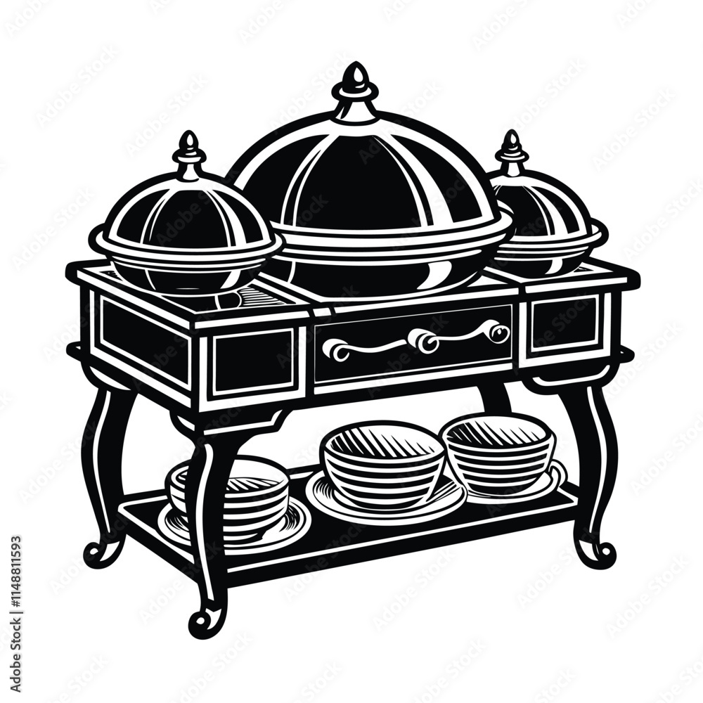 Simple Buffet Server Silhouette Vector Illustration Simple Buffet Server Silhouette Vector Illustration
