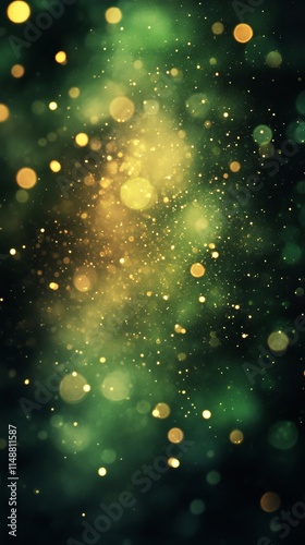 Vertical grainy green dark background glowing blurred light gradient black green mobile wallpaper banner, Generative AI