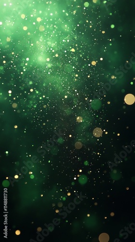 Vertical grainy green dark background glowing blurred light gradient black green mobile wallpaper banner, Generative AI