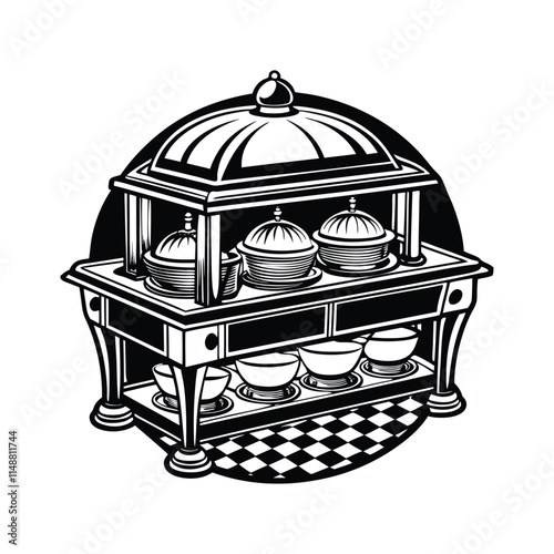 Simple Buffet Server Silhouette Vector Illustration