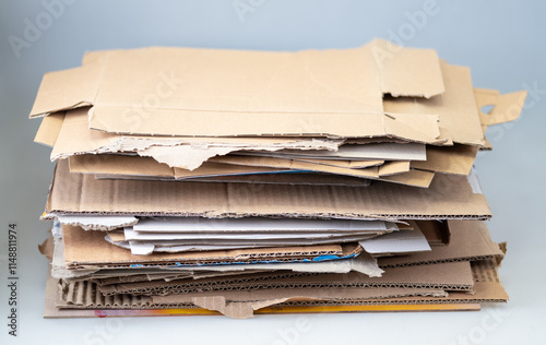 Nahaufnahme eines Stapels mit Pappe