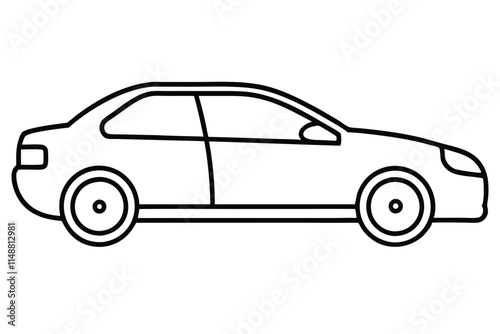 Side drawing of private car line art vector illustration