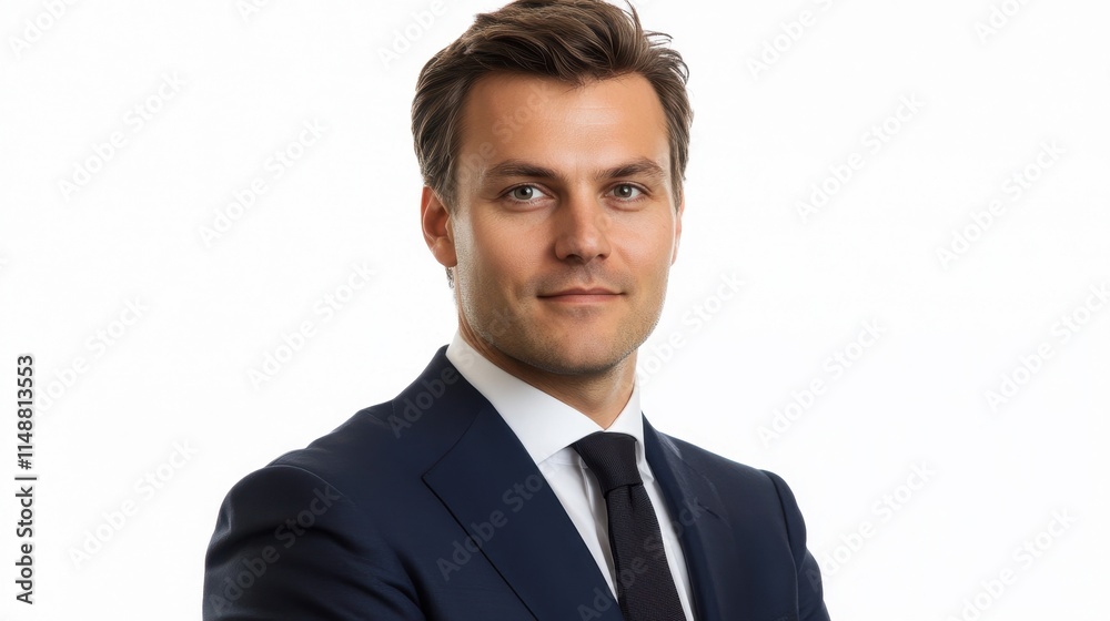 Confident businessman in formal attire with neutral background Confident businessman in formal attire with neutral background