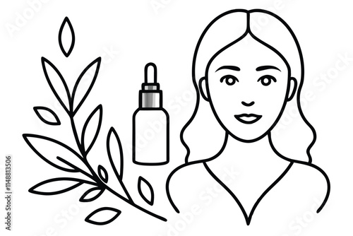 Skin care Face serum poster line art vector illustration