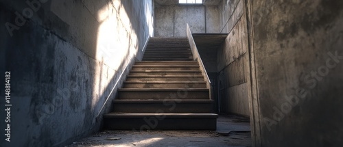 Sunlit Steps in Abandoned Building: A Glimpse into Decay and Time