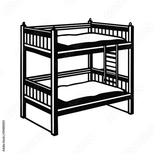 Simple Bunk Bed Silhouette Vector Illustration