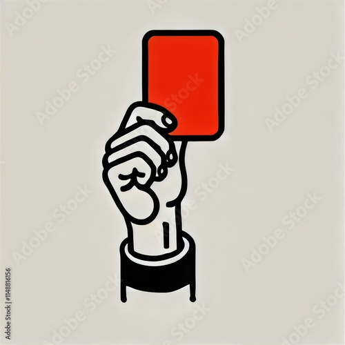 A bold and minimalist illustration of a hand holding up a red card, representing authority, warning, and enforcement in sports or decision-making contexts.