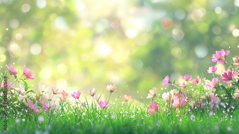 Fototapeta premium Vibrant floral bloom enchanted garden nature photography lush environment close-up view beauty of spring