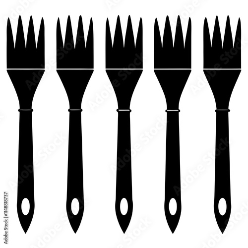 Four Different Paintbrushes Silhouettes on a white background