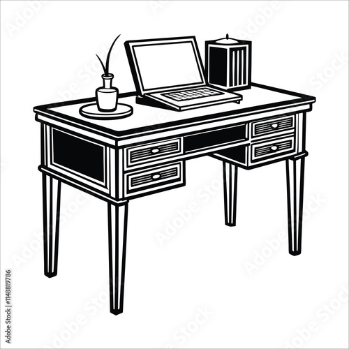 Simple Reading Table Silhouette Vector Illustration