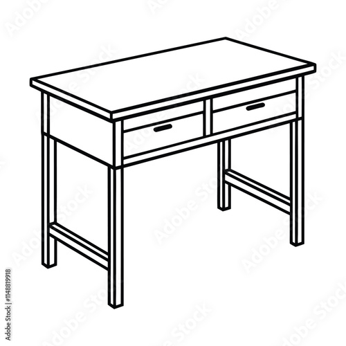 Editable Reading Table Outline Vector Graphic