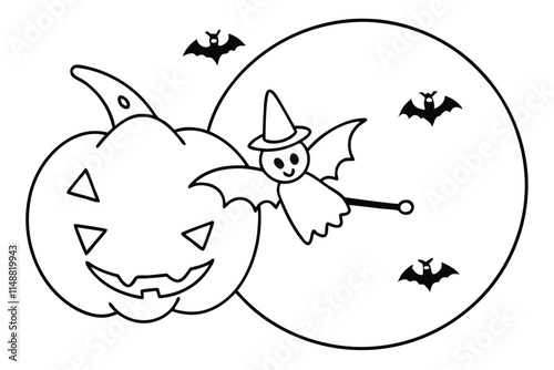 Cute ghost line art vector illustration helloween theme