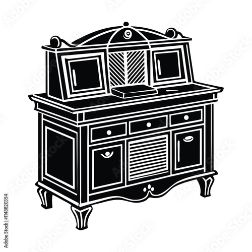 Simple Reading Table Silhouette Vector Illustration