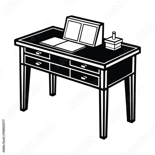 Simple Reading Table Silhouette Vector Illustration