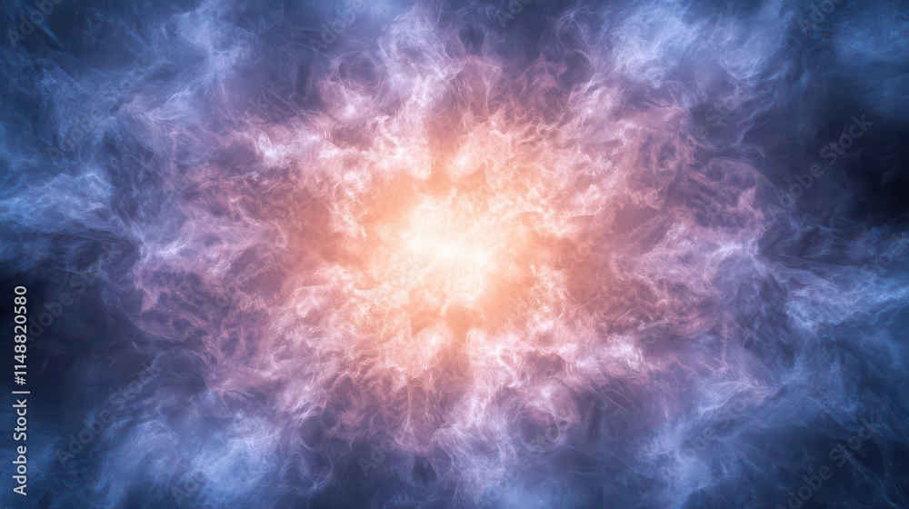 Fototapeta premium Real smoke exploding outwards with center space. Dramatic smoke or fog effect for spooky Halloween background or wallpaper. 