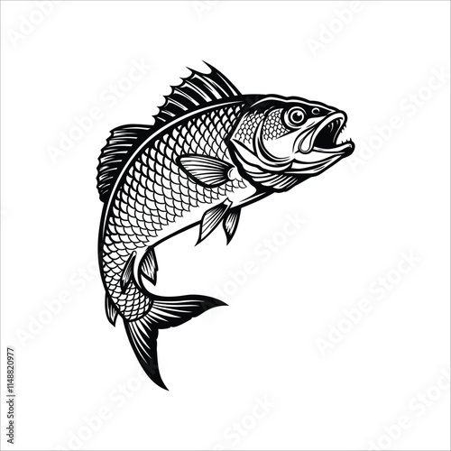 Fishing Fish Silhouette Vector Graphic.