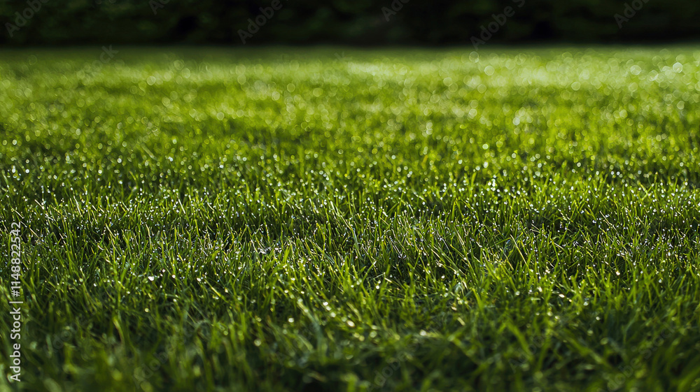 A fresh meadow background featuring dewdrops on vibrant green grass, illuminated by soft morning sunlight, creating a tranquil and natural atmosphere. A fresh meadow background featuring dewdrops on vibrant green grass, illuminated by soft morning sunlight, creating a tranquil and natural atmosphere.