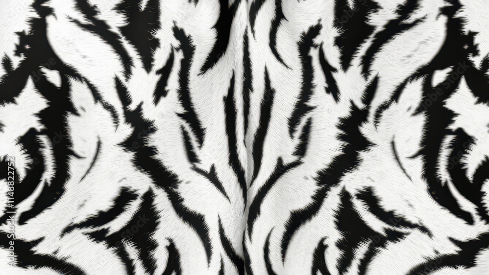 White and black seamless Bengal tiger stripe pattern, textured fur effect, elegant, wild, image White and black seamless Bengal tiger stripe pattern, textured fur effect, elegant, wild, image