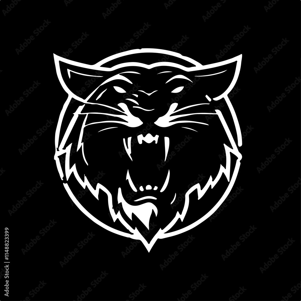 Fototapeta premium Silhouette head of a lion vector icon illustration with white background