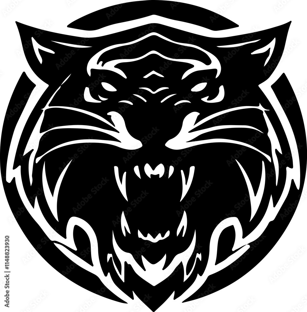 Fototapeta premium Silhouette head of a lion vector icon illustration with white background