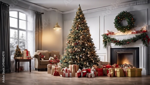 christmas background with christmas decorations, christmas background, christmas gifts