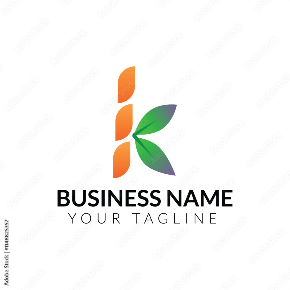 Fototapeta premium k leaf letter logo