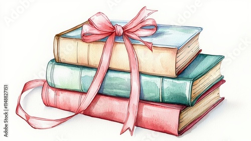 Wallpaper Mural Stack of books tied with a pink ribbon Torontodigital.ca