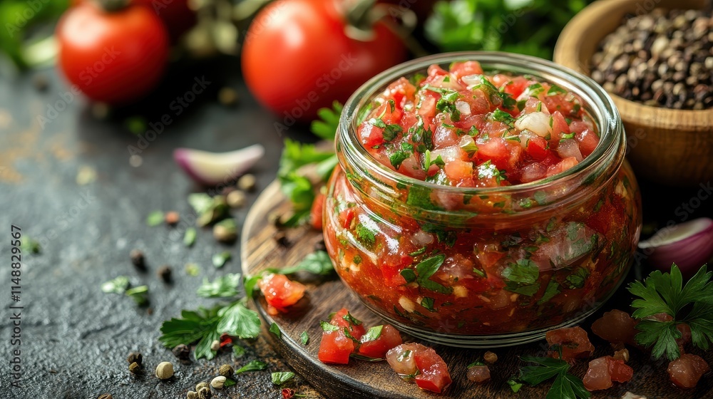 Making homemade salsa. Making homemade salsa.