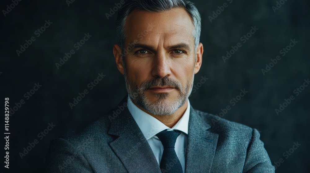 Middle-aged American man with a business suit and a confident look. Middle-aged American man with a business suit and a confident look.