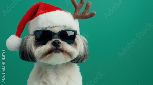 Festive Shih Tzu: A Cool Yuletide Canine