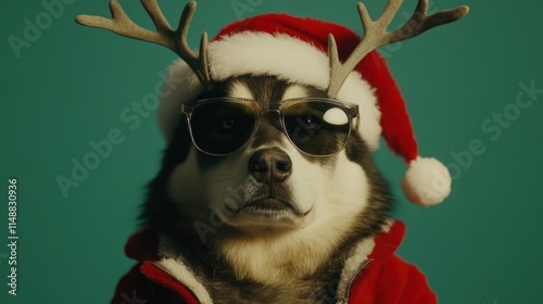 Cool Christmas Canine: A Festive Husky Portrait