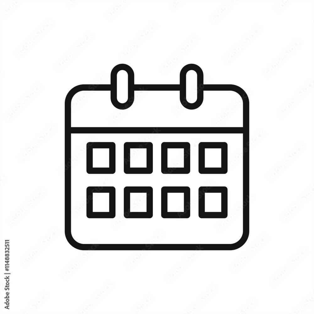Calendar icon features a clean and organized design, perfect for scheduling apps Calendar icon features a clean and organized design, perfect for scheduling apps