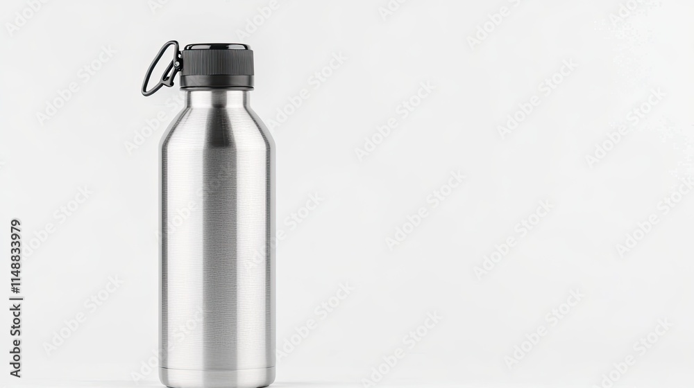 Stainless Steel Water Bottle on Clean Background, Ideal for Outdoor Use, Eco-Friendly Hydration Solution for Active Lifestyle and Everyday Use Stainless Steel Water Bottle on Clean Background, Ideal for Outdoor Use, Eco-Friendly Hydration Solution for Active Lifestyle and Everyday Use