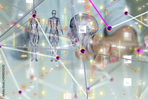 Wallpaper Mural digital medical futuristic interface 3D rendering - 3d Torontodigital.ca