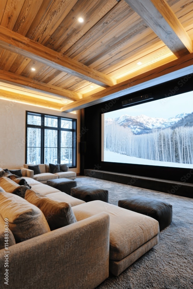Fototapeta premium Cozy home theater experience luxury residence interior design relaxing environment inviting view comfort and entertainment