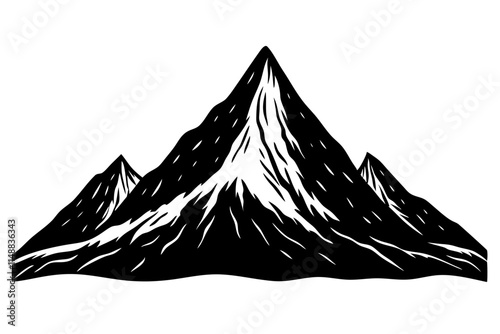 mountain range silhouette isolated vector illustration with pine trees around.landscape silhouette suitable for outdoor design elements