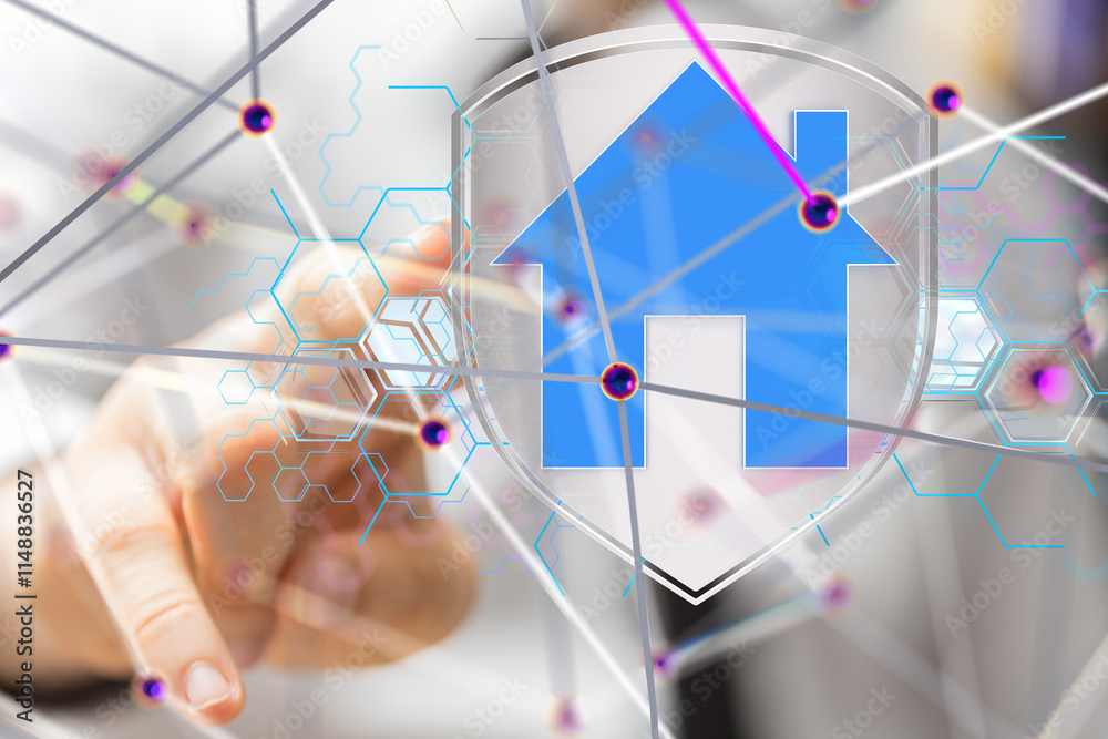 iot home Telecommunication network and wireless mobile internet - 3d iot home Telecommunication network and wireless mobile internet - 3d