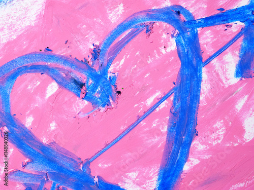 heart shape drawn with pink and blue crayon