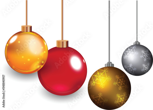 christmas balls isolated on white