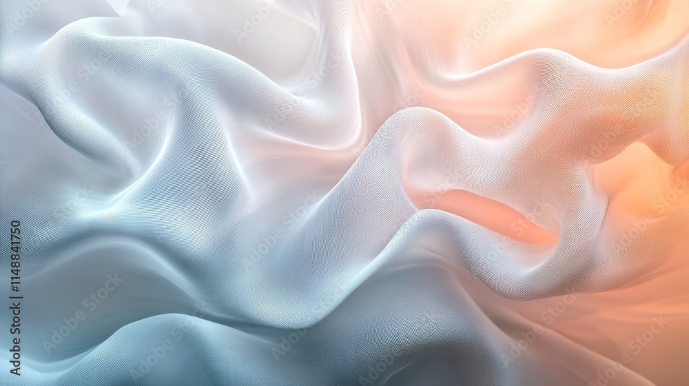 Obraz premium Soft flowing fabric showcases delicate gradients of blue and pea