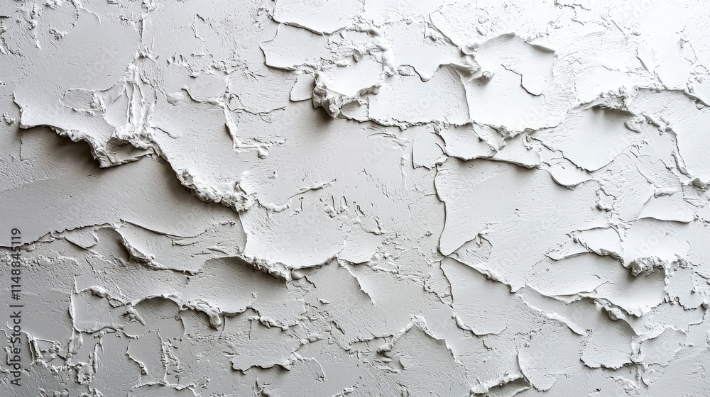 Textured white wall with peeling paint creating an interesting visual pattern Textured white wall with peeling paint creating an interesting visual pattern
